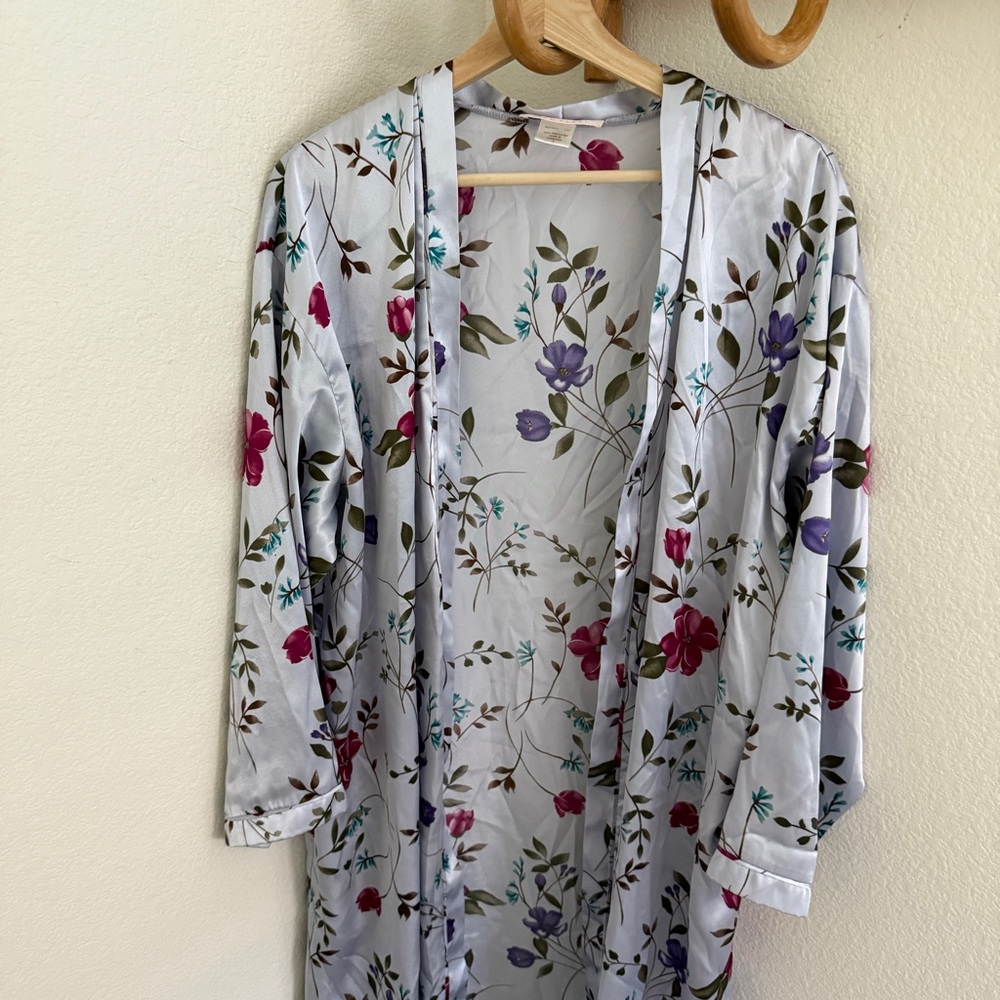 Oscar de la Renta Vintage Pink Label Intimates satin Floral Maxi Robe size S